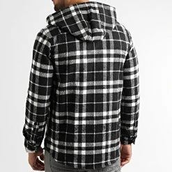 Le moins cher 👏 Surchemise A Carreaux Avec Capuche 2393 Noir Blanc de LBO ❤️ -France LBO Soldes Boutique lbo 317114 FAB SHALBO 2393 20220805T151547 04