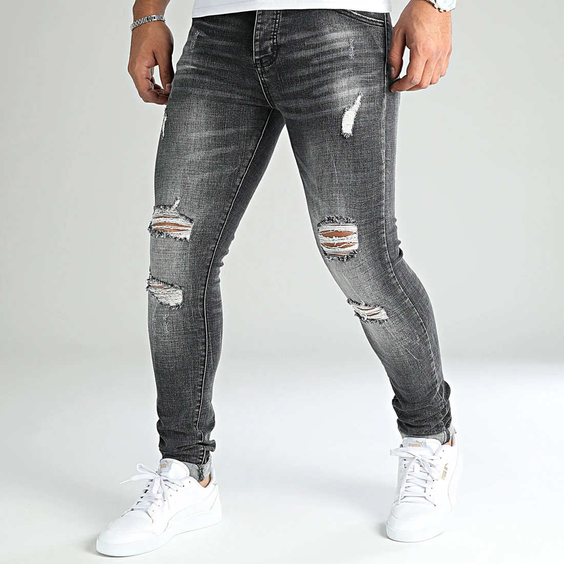 Top 10 😀 Jean Skinny Fit Avec Déchirures 0046 Denim Noir de LBO 👍 3 Top 10 😀 Jean Skinny Fit Avec Déchirures 0046 Denim Noir de LBO 👍