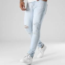 De gros 👏 Jean Skinny Fit Avec Déchirures 0048 Bleu Wash de LBO 😉 -France LBO Soldes Boutique lbo 317675 FAB LBO 1070318 0048 20220826T144245 03
