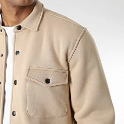 Promo 🔔 Surchemise Uni 2391 Beige de LBO ⭐ -France LBO Soldes Boutique lbo 318096 SHALBO 2391 20220805T150959 02