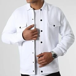 Sortie 💯 Surchemise Unie 2491 Blanc de LBO ⌛ -France LBO Soldes Boutique lbo 318097 SHALBO 2491 20220812T154335 01