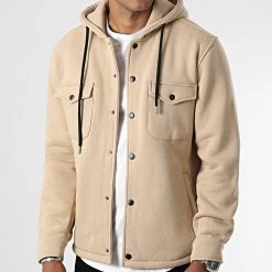 Coupon ⭐ Surchemise Uni Avec Capuche 2492 Beige de LBO ❤️ -France LBO Soldes Boutique lbo 318098 SHALBO 2492 20220805T151028 03