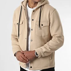 Coupon ⭐ Surchemise Uni Avec Capuche 2492 Beige de LBO ❤️ -France LBO Soldes Boutique lbo 318098 SHALBO 2492 20220805T151030 04