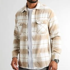 Grosses soldes ✔️ Surchemise A Carreaux 2485 Beige de LBO ❤️ -France LBO Soldes Boutique lbo 318099 SHALBO 2485 20220720T093747 03