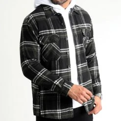 Vente flash 🔥 Surchemise A Carreaux 2487 Noir Vert Kaki de LBO 💯