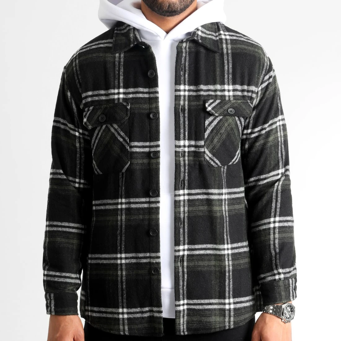 Vente flash 🔥 Surchemise A Carreaux 2487 Noir Vert Kaki de LBO 💯 5 Vente flash 🔥 Surchemise A Carreaux 2487 Noir Vert Kaki de LBO 💯 – Image 3