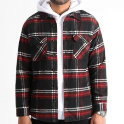 Promo ⭐ Surchemise A Carreaux 2488 Noir Rouge de LBO ⌛ -France LBO Soldes Boutique lbo 318102 SHALBO 2488 20221116T113111 01