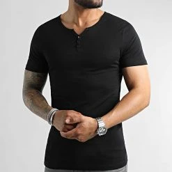 Vente flash 🥰 Tee Shirt Avec Boutons 2403 Noir de LBO 🤩