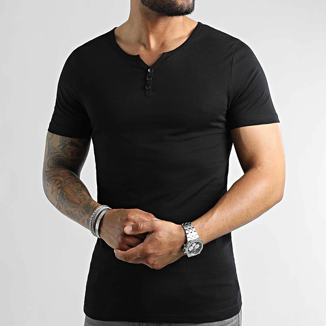 Vente flash 🥰 Tee Shirt Avec Boutons 2403 Noir de LBO 🤩 3 Vente flash 🥰 Tee Shirt Avec Boutons 2403 Noir de LBO 🤩