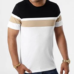 Top 10 ⌛ Tee Shirt Tricolore 2489 Noir Blanc Camel de LBO 🔥