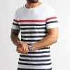 Coupon 🤩 Tee Shirt A Rayures 2493 Blanc Bleu Marine Rouge de LBO 🔥 -France LBO Soldes Boutique lbo 318111 SHALBO 2493 20220711T152254 02