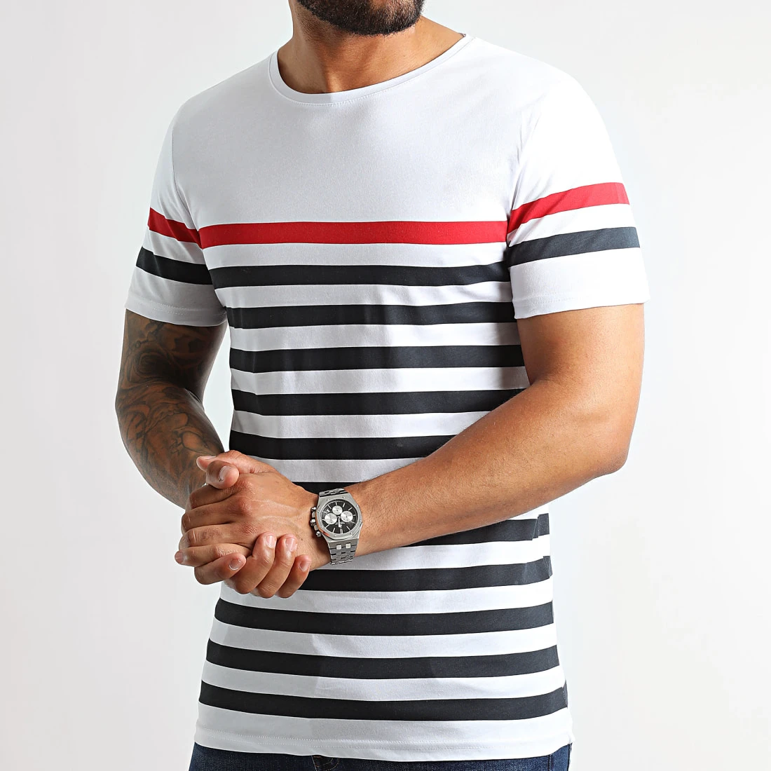 Coupon 🤩 Tee Shirt A Rayures 2493 Blanc Bleu Marine Rouge de LBO 🔥 3 Coupon 🤩 Tee Shirt A Rayures 2493 Blanc Bleu Marine Rouge de LBO 🔥