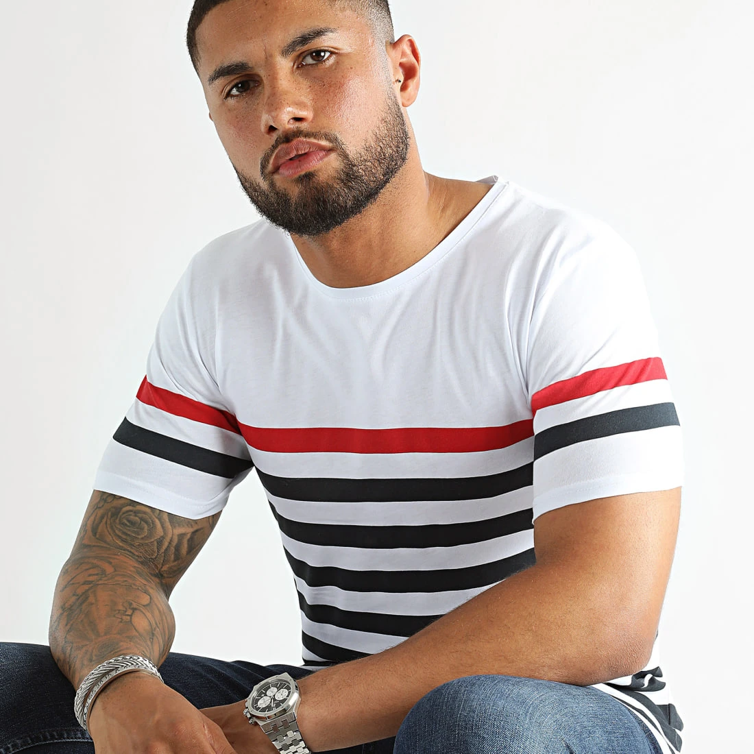 Coupon 🤩 Tee Shirt A Rayures 2493 Blanc Bleu Marine Rouge de LBO 🔥 4 Coupon 🤩 Tee Shirt A Rayures 2493 Blanc Bleu Marine Rouge de LBO 🔥 – Image 2