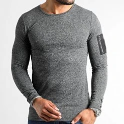 Bon marché 😍 Lot de 2 Tee Shirts Manches Longues Bomber 2494 Noir Et Gris Anthracite Chiné de LBO 🌟 -France LBO Soldes Boutique lbo 319515 SHALBO 2494 20220720T085409 03