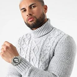 Remise 😉 Pull Col Roulé Torsades 0186 Gris Clair de LBO ❤️ -France LBO Soldes Boutique lbo 319996 LBO 1070546 0186 20220516T075424 02