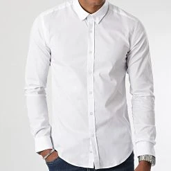 Top 10 ✨ Lot de 2 Chemises Manches Longues Slim Fit 2514 Blanc Et Noir de LBO 💯 -France LBO Soldes Boutique lbo 321032 SHALBO 2514 20220805T160828 03