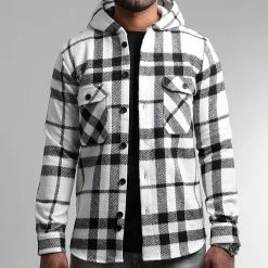 De gros 😍 Surchemise A Carreaux Avec Capuche 2516 Noir Blanc de LBO 🥰 -France LBO Soldes Boutique lbo 321037 SHALBO 2516 20221011T152849 01