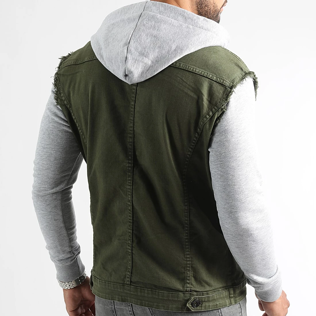 Tout neuf ❤️ Veste Jean A Capuche 2552 Vert Kaki Denim Gris de LBO 😉 5 Tout neuf ❤️ Veste Jean A Capuche 2552 Vert Kaki Denim Gris de LBO 😉 – Image 3