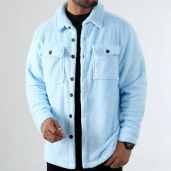 Sortie 🎉 Surchemise Fourrure Mouton 0241 Bleu Ciel de LBO 🌟