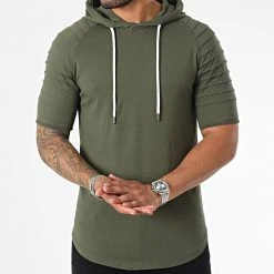 Nouveau 👍 Tee Shirt Capuche Oversize 2612 Vert Kaki de LBO 💯 -France LBO Soldes Boutique lbo 324533 SHALBO 2612 20220906T151801 03