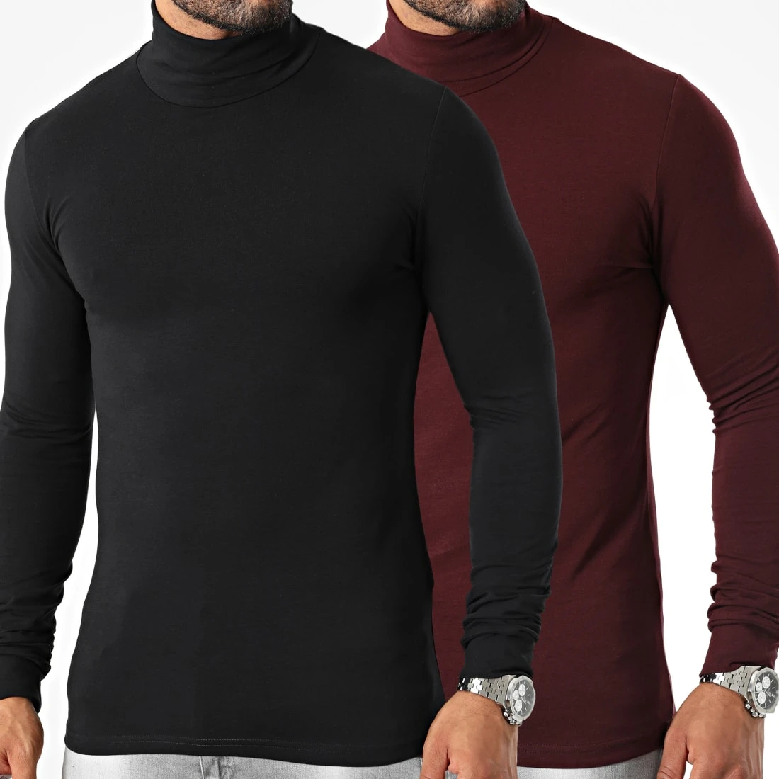 Budget 🛒 Lot De 2 Tee Shirts Col Roulé Manches Longues Unis 2625 Noir Bordeaux de LBO 👍 3 Budget 🛒 Lot De 2 Tee Shirts Col Roulé Manches Longues Unis 2625 Noir Bordeaux de LBO 👍