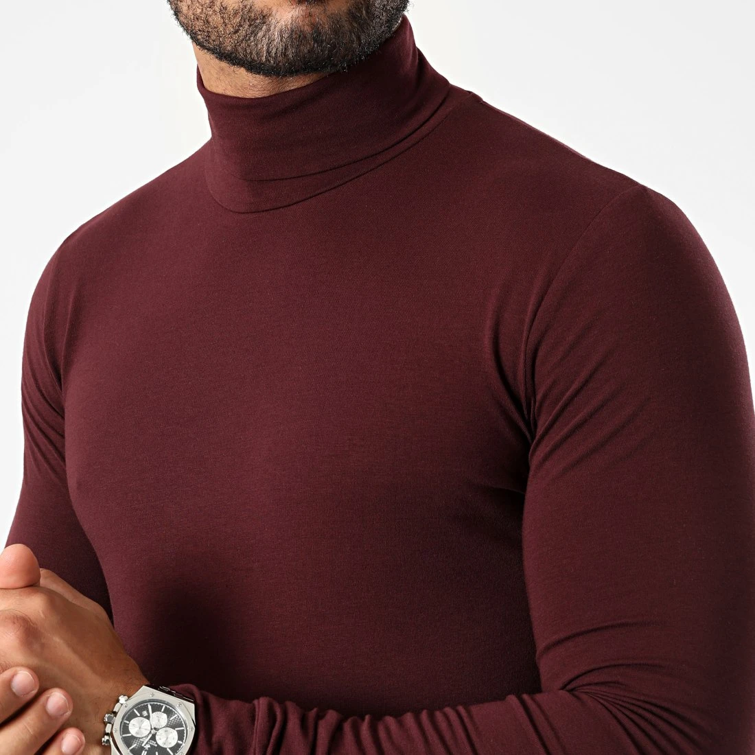 Budget 🛒 Lot De 2 Tee Shirts Col Roulé Manches Longues Unis 2625 Noir Bordeaux de LBO 👍 4 Budget 🛒 Lot De 2 Tee Shirts Col Roulé Manches Longues Unis 2625 Noir Bordeaux de LBO 👍 – Image 2