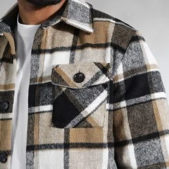 Vente flash 🎁 Surchemise A Carreaux TM2201 Beige Blanc Noir de LBO ⌛ -France LBO Soldes Boutique lbo 326659 LBO TM2201 20221005T090429 02