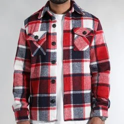 Nouveau 🌟 Surchemise A Carreaux 0102 Bleu Marine Blanc Rouge de LBO 🎉 -France LBO Soldes Boutique lbo 326676 LBO 1070318 0102 20220817T151517 03