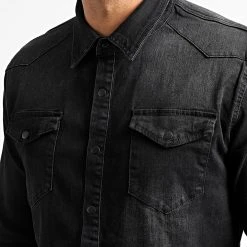 Promo 👍 Chemise Jean Manches Longues Jean 0057 Noir Denim de LBO 🎉 -France LBO Soldes Boutique lbo 327505 LBO 1070318 0057 20220926T153143 02