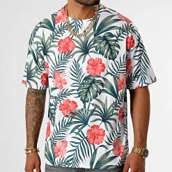 Top 10 😍 Tee Shirt Oversize Large Imprimé 2684 Tropical Blanc Vert de LBO 👏 -France LBO Soldes Boutique lbo 329093 SHALBO 2684 20220906T150558 03