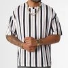 Coupon 🥰 Tee Shirt Oversize Large A Rayures 2685 Noir Blanc Beige de LBO 🎁 -France LBO Soldes Boutique lbo 329094 SHALBO 2685 20220906T150614 01