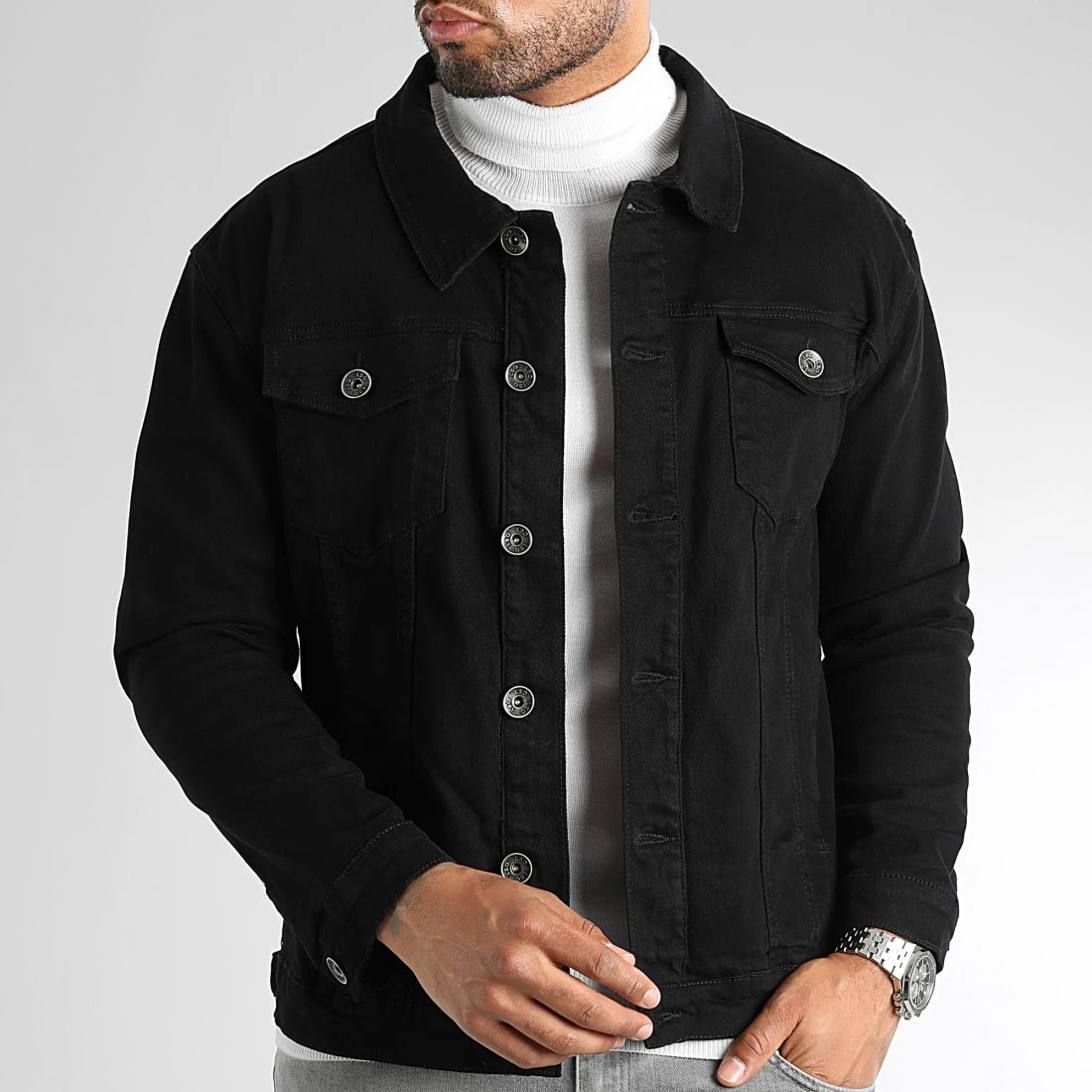 Promo ⌛ Veste Jean Large 0088 Denim Noir de LBO ✔️ 5 Promo ⌛ Veste Jean Large 0088 Denim Noir de LBO ✔️ – Image 3