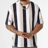 Sortie ✔️ Tee Shirt Oversize Large A Rayures 2691 Noir Blanc Beige de LBO 😀 -France LBO Soldes Boutique lbo 330056 SHALBO 2691 20220906T150642 01