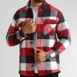 Budget 🥰 Surchemise A Carreaux 2705 Rouge Bleu Marine Blanc de LBO ⌛ -France LBO Soldes Boutique lbo 330624 SHALBO 2705 20220913T155440 01