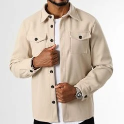 Offres 🌟 Surchemise Epaisse Uni 0127 Beige de LBO 💯