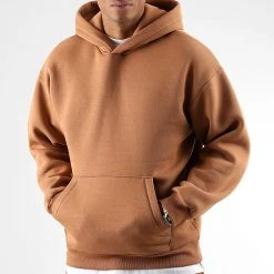 Sortie ❤️ Sweat Capuche Oversize Large Premium 2606 Camel de LBO 🧨