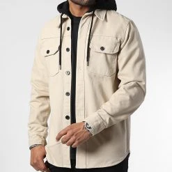 Acheter 🧨 Surchemise En Jean Avec Capuche 2532 Beige de LBO ✨