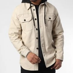 Acheter 🧨 Surchemise En Jean Avec Capuche 2532 Beige de LBO ✨ -France LBO Soldes Boutique lbo 333075 SHALBO 2532 20221028T153829 03