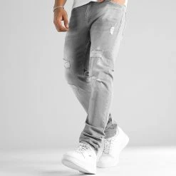 Vente flash 🌟 Jean Regular Fit Avec Destroy 2674 Denim Gris Clair de LBO 🎉 -France LBO Soldes Boutique lbo 333911 SHALBO 2674 20221014T081847 02