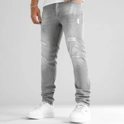 Vente flash 🌟 Jean Regular Fit Avec Destroy 2674 Denim Gris Clair de LBO 🎉 -France LBO Soldes Boutique lbo 333911 SHALBO 2674 20221014T081848 03