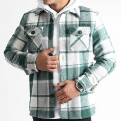 Meilleure affaire 😍 Surchemise A Carreaux 0135 Vert Blanc de LBO 😀