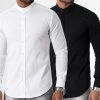 Top 10 ✔️ Lot de 2 Chemises Manches Longues Col Officier Slim Fit 2749 Blanc Et Noir de LBO ✔️ -France LBO Soldes Boutique lbo 334356 SHALBO 2749 20221011T152926 01