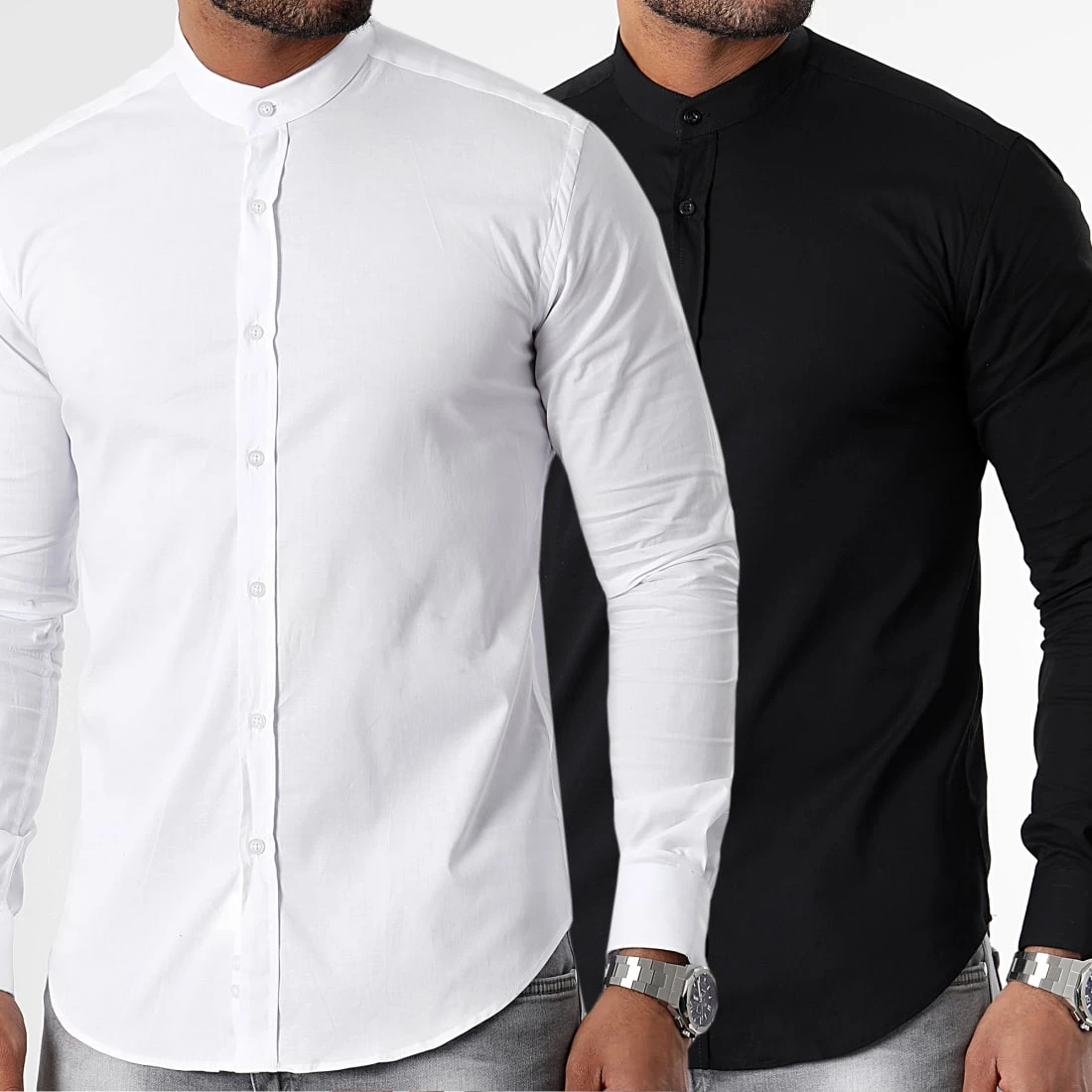 Top 10 ✔️ Lot de 2 Chemises Manches Longues Col Officier Slim Fit 2749 Blanc Et Noir de LBO ✔️ 3 Top 10 ✔️ Lot de 2 Chemises Manches Longues Col Officier Slim Fit 2749 Blanc Et Noir de LBO ✔️