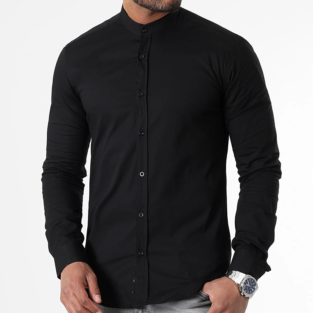 Top 10 ✔️ Lot de 2 Chemises Manches Longues Col Officier Slim Fit 2749 Blanc Et Noir de LBO ✔️ 5 Top 10 ✔️ Lot de 2 Chemises Manches Longues Col Officier Slim Fit 2749 Blanc Et Noir de LBO ✔️ – Image 3