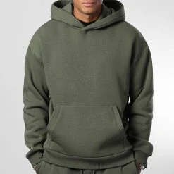 Nouveau 💯 Sweat Capuche Oversize Large Premium 2756 Vert Kaki de LBO 👍
