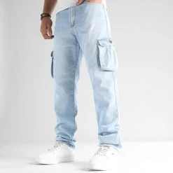 Meilleure vente 🎁 Jean Relaxed Fit Avec Poches Cargo 2787 Bleu Denim Wash de LBO 🎁