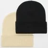 Budget 😀 Lot de 2 Bonnets Mailles Fines Avec Revers Noir Beige de LBO ⭐