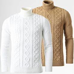 Coupon ⭐ Lot De 2 Pulls Col Roulé 1070546 Beige Clair Camel de LBO 🔔