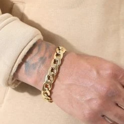 Grosses soldes 🌟 Bracelet Maille Gourmette 14mm Doré de LBO 💯