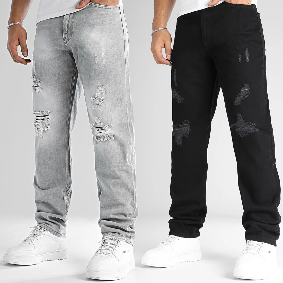 Meilleur prix 😀 Lot De 2 Jeans Relaxed Fit Avec Destroy 2508 2777 Noir Gris Clair de LBO ✨ 3 Meilleur prix 😀 Lot De 2 Jeans Relaxed Fit Avec Destroy 2508 2777 Noir Gris Clair de LBO ✨